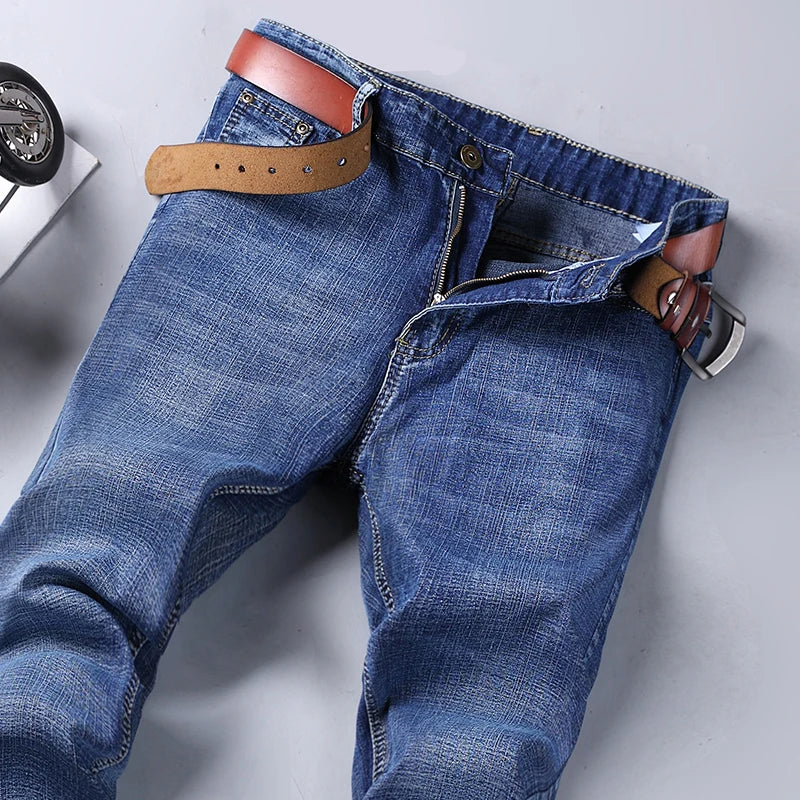 2-piece set WhinLEE black and blue business elite jeans, summer micro elastic straightleg multicraft high-quality denim pants