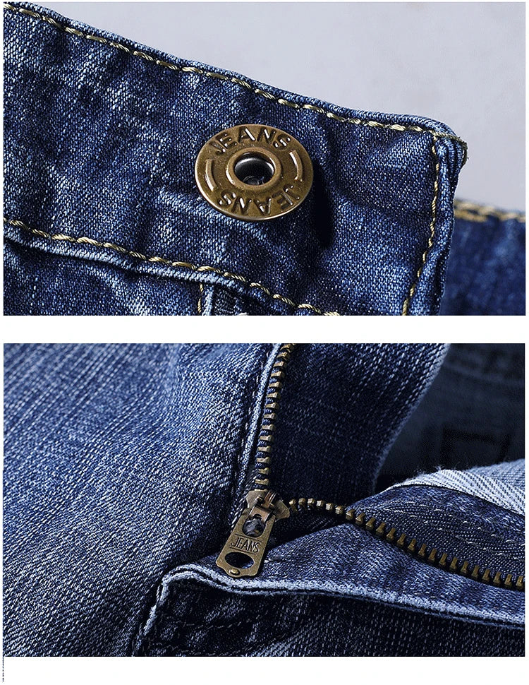 2-piece set WhinLEE black and blue business elite jeans, summer micro elastic straightleg multicraft high-quality denim pants