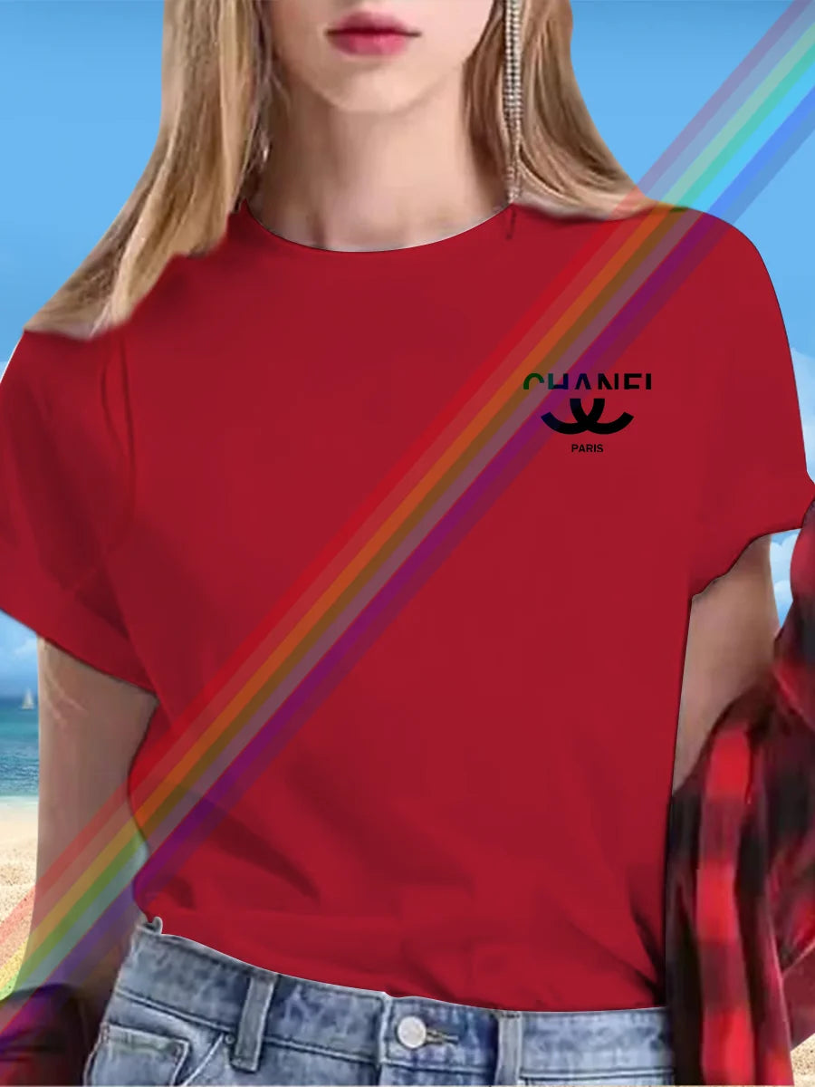 New alphabet Print Casual Graphic T-shirt Short sleeve Sports Women's T-shirt Unisex casual everyday wear Summer women's T-shirt