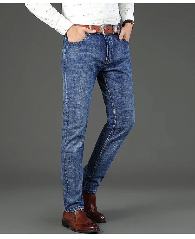 2-piece set WhinLEE black and blue business elite jeans, summer micro elastic straightleg multicraft high-quality denim pants