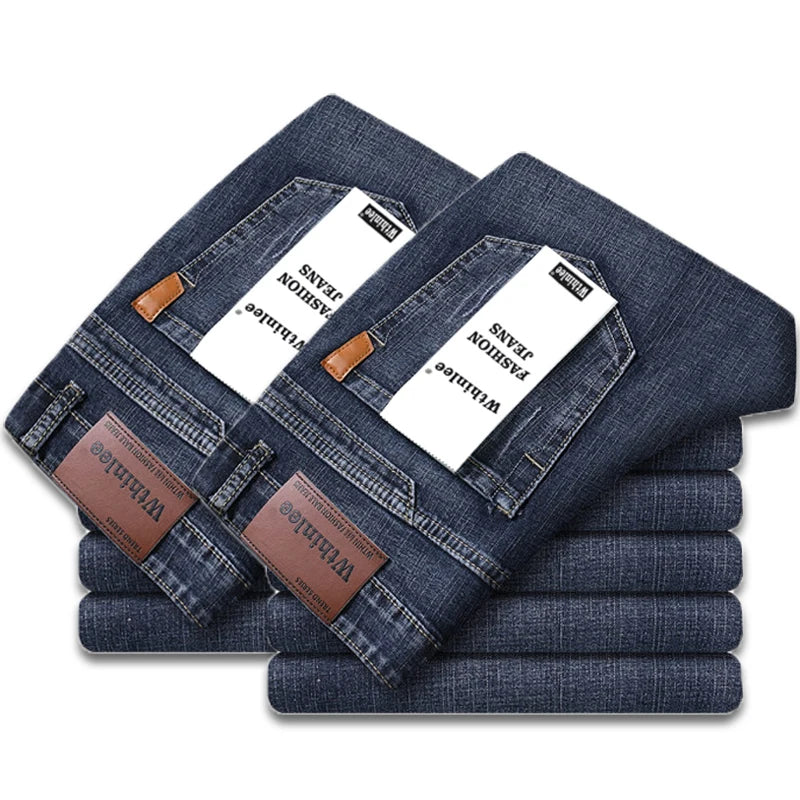 2-piece set WhinLEE black and blue business elite jeans, summer micro elastic straightleg multicraft high-quality denim pants