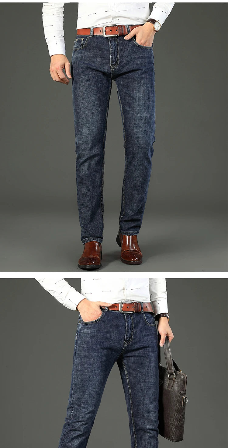 2-piece set WhinLEE black and blue business elite jeans, summer micro elastic straightleg multicraft high-quality denim pants
