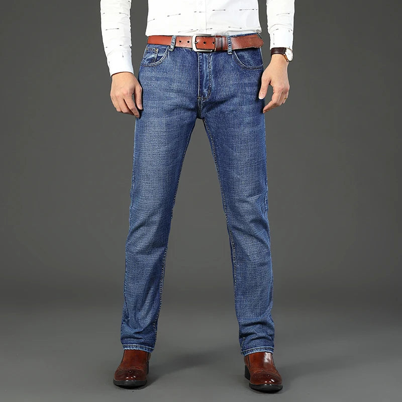 2-piece set  WhinLEE black and blue business elite jeans, summer micro elastic straightleg multicraft high-quality denim pants