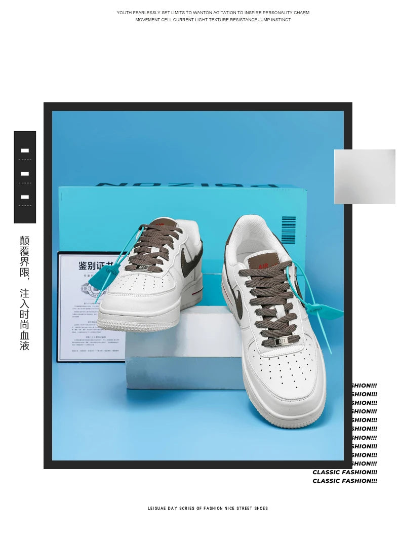 Summer Comfortable Breathable High Quality Classic NIKE Color Matching Couple Low-Top Casual Board Shoes Milk Brown35-45