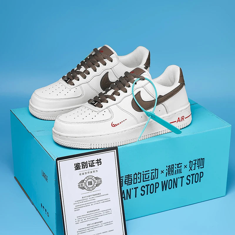 Summer Comfortable Breathable High Quality Classic NIKE Color Matching Couple Low-Top Casual Board Shoes Milk Brown35-45