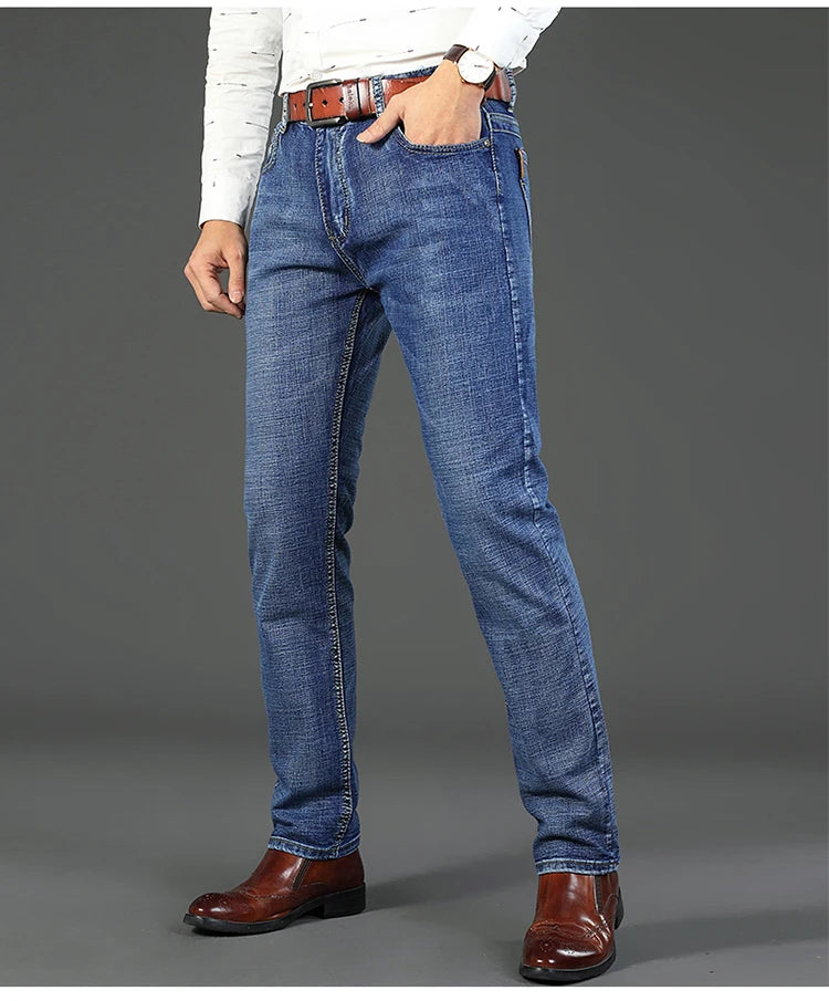 2-piece set  WhinLEE black and blue business elite jeans, summer micro elastic straightleg multicraft high-quality denim pants