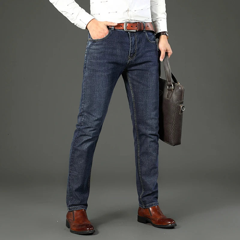 2-piece set  WhinLEE black and blue business elite jeans, summer micro elastic straightleg multicraft high-quality denim pants